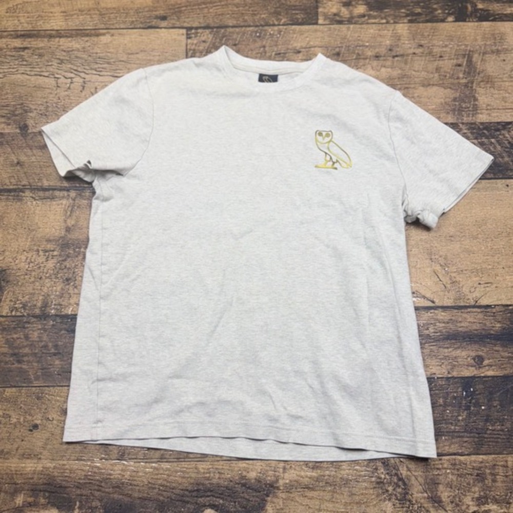 OVO T-Shirt Owl Logo Graphic Short Sleeve Tee Top, Large‎ cream color